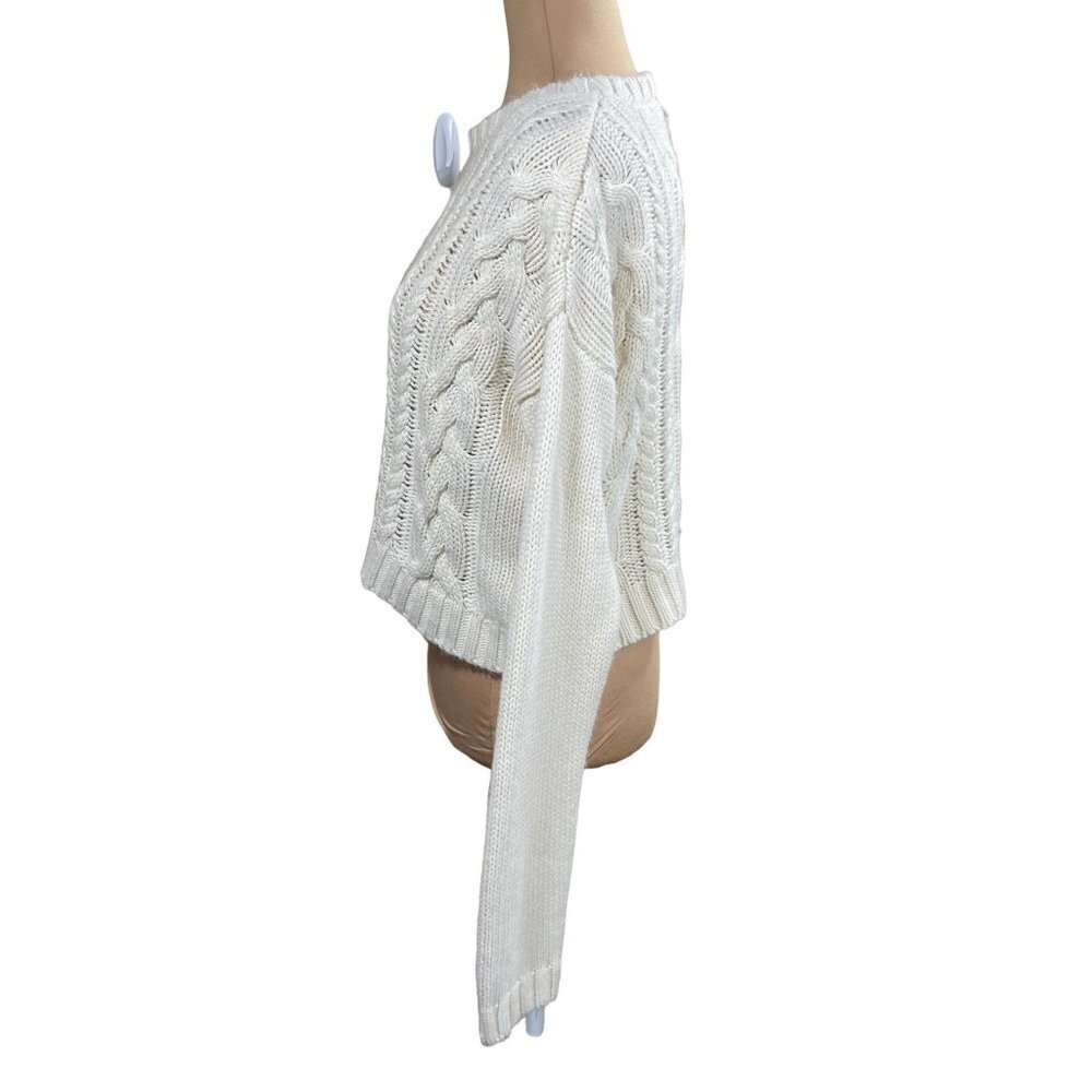 Lucca Couture Women's Cropped Sweater Long Sleeve Cable-Knit Size L Large - Picture 3 of 8